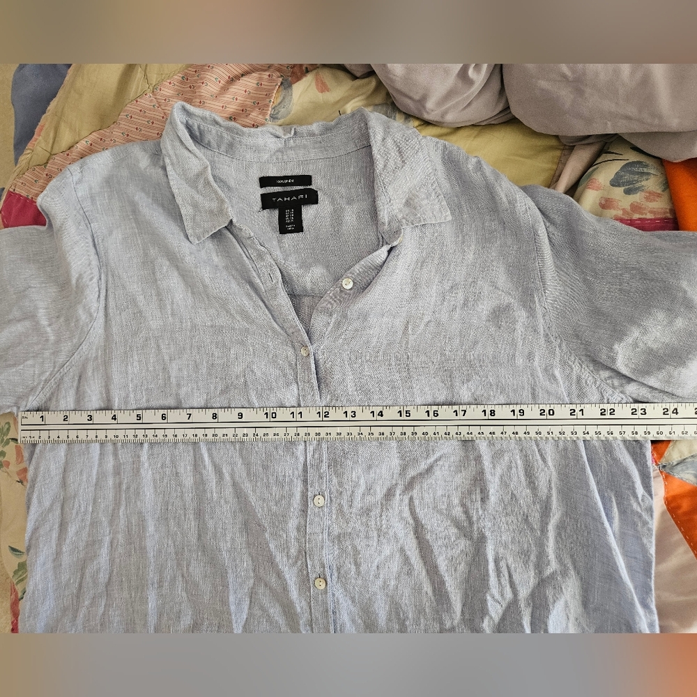 Tahari 100% Linen Button Down Tunic Size 1x - image 8